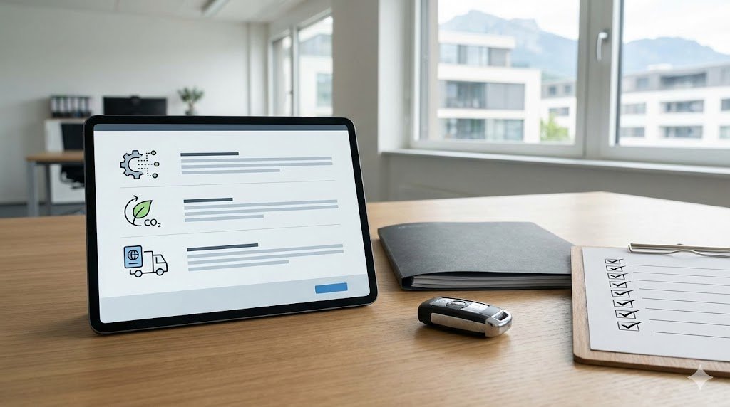 Digitale Behördenprozesse 2026 beim Autoverkauf in der Schweiz mit eCoC, IVZ, CO₂-Prüfung und Exportabwicklung